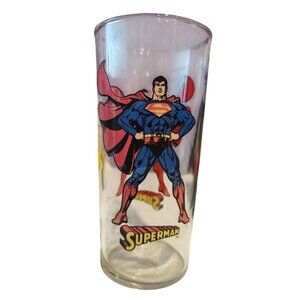 Superman DC Comics Glass 1999 Vintage 6" Clear Collector Drinking Cup Superhero